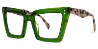 Eduardo - Square Green Eyeglasses | Vooglam Front View