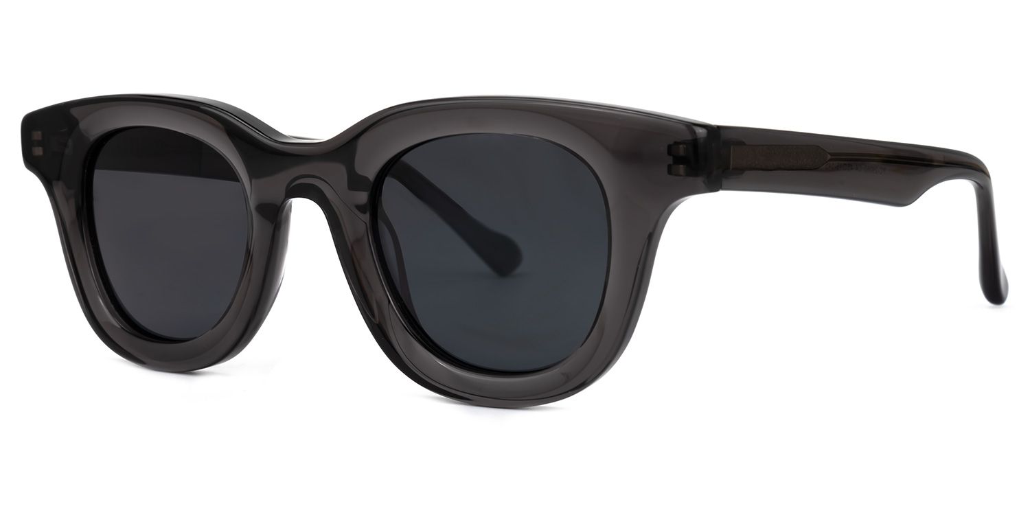 Dehateh - Round Grey Sunglasses | Vooglam Front View