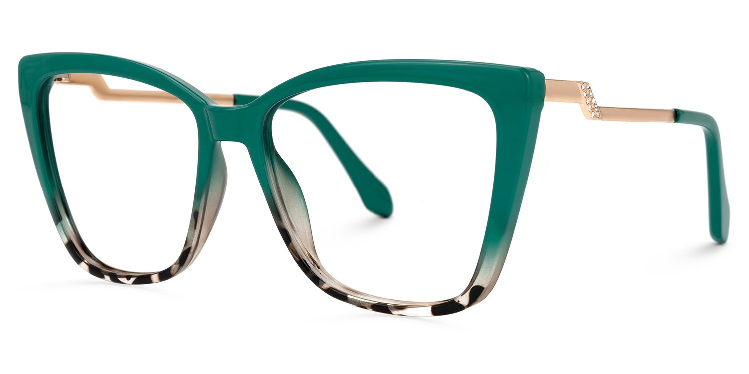 Adebola - Square Green/Tortoise Eyeglasses | Vooglam Front View