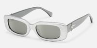 HideShades - Rectangle Silver Sunglasses | Vooglam Front View