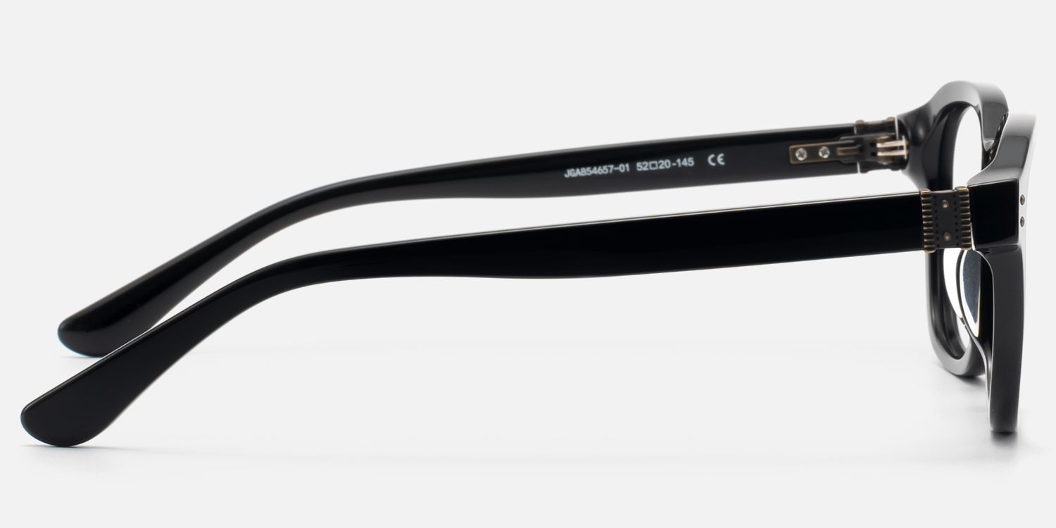 Rainier - Black Acetate Zipper Square Glasses | Vooglam Side View
