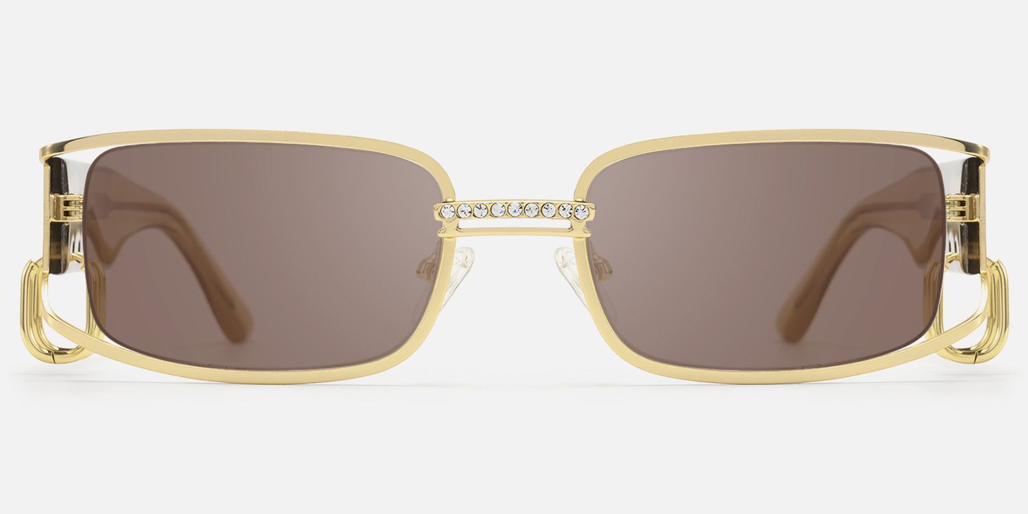 Riff - Rectangle Gold Sunglasses | Vooglam Angle View