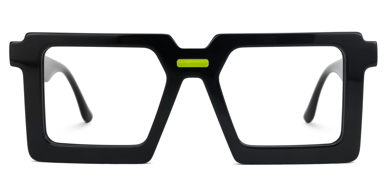Ekavali - Square Black Eyeglasses by Vooglam - Angle View