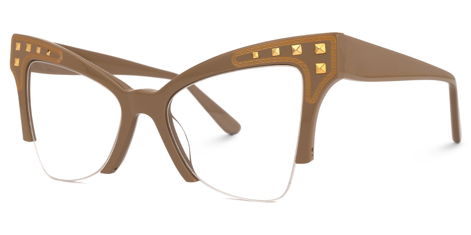 Afolabi - Cat Eye Brown Eyeglasses | Vooglam Front View