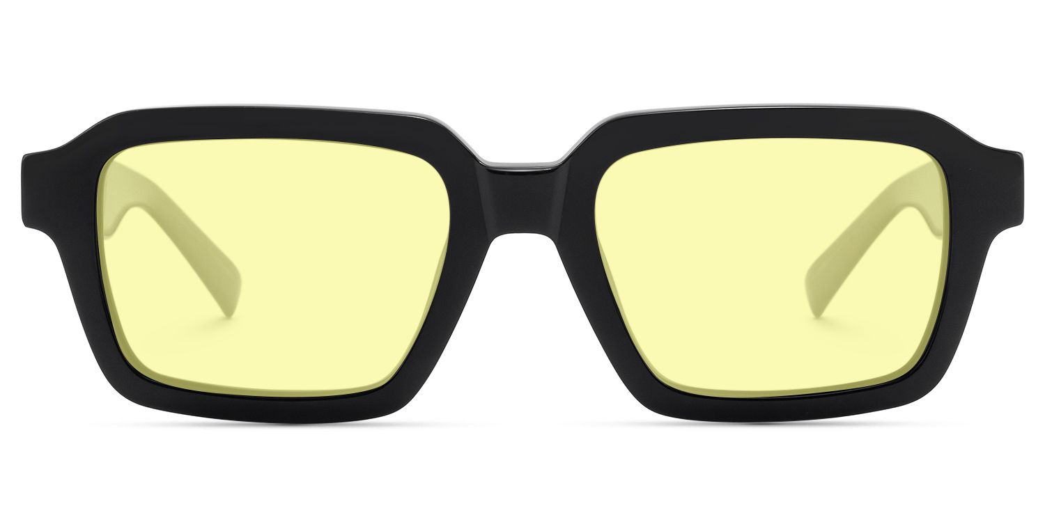 Frame Size of Jet - Rectangle Black Sunglasses | Vooglam