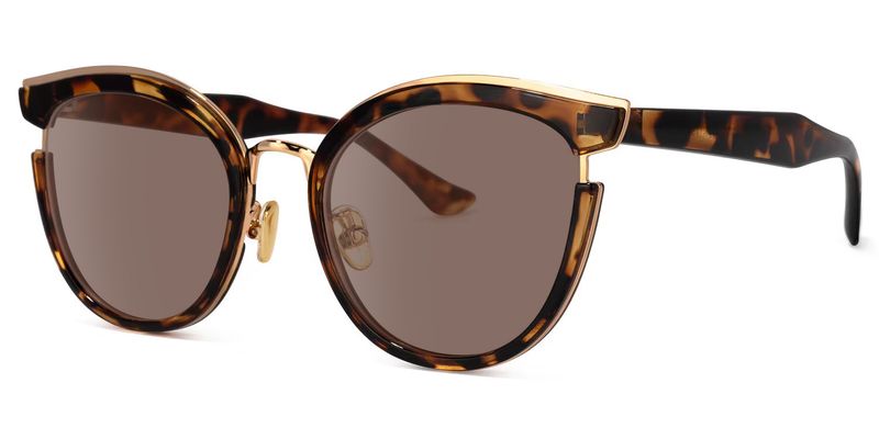 Retro Bohemian Tortoiseshell Round Cat-Eye Sunglasses