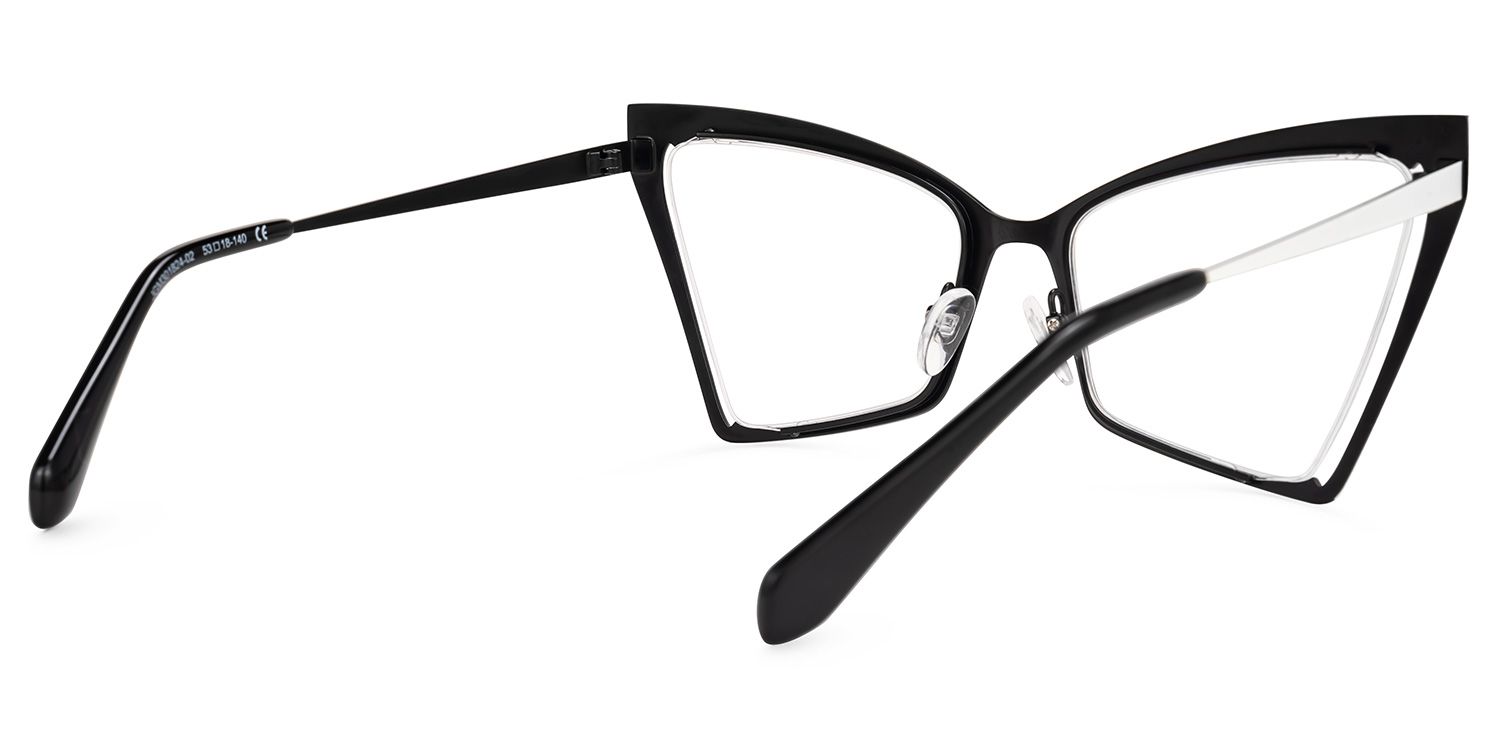 Ekram - Butterfly Black/White Eyeglasses | Vooglam Side View
