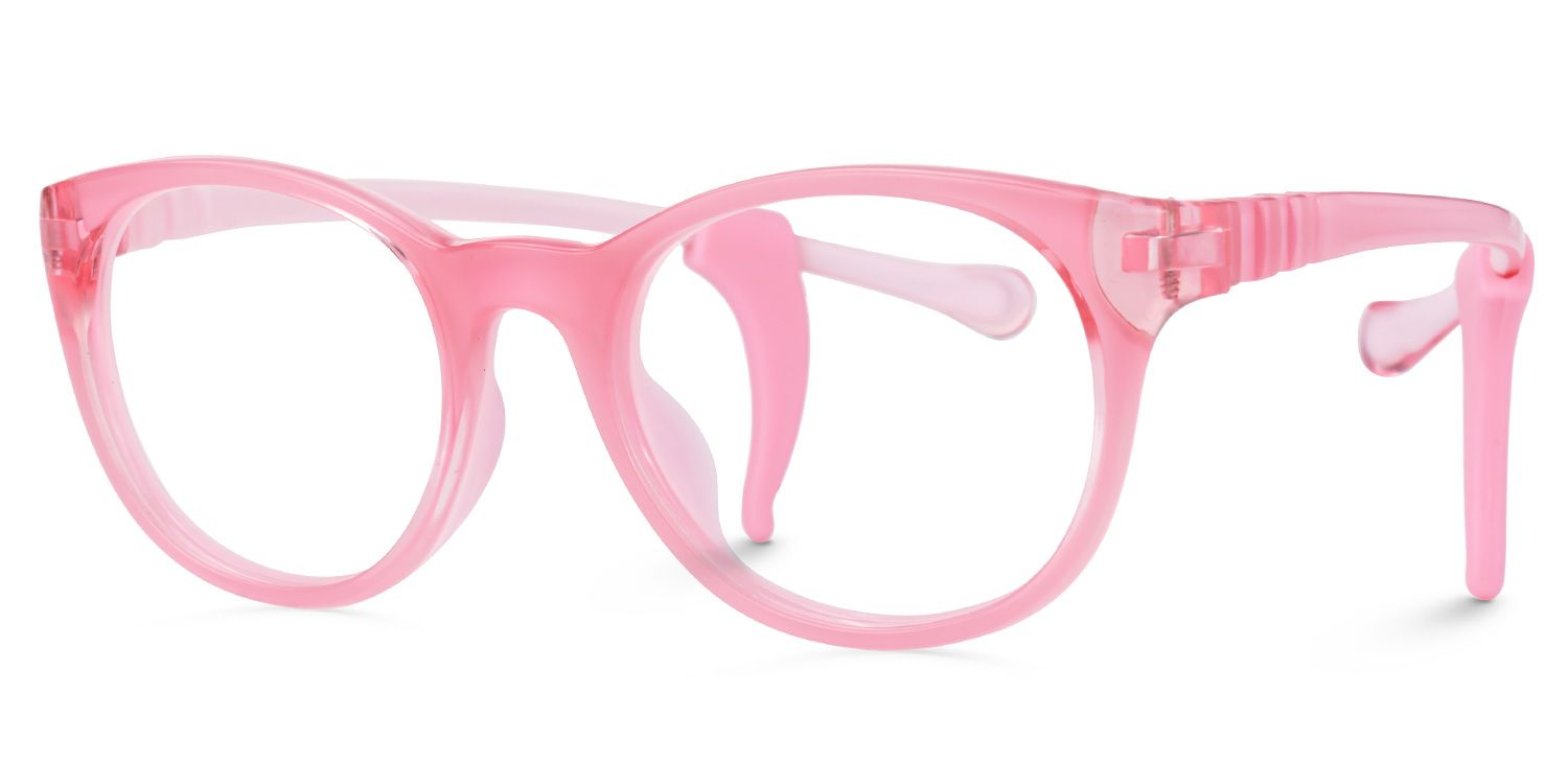 Eljah - Round Pink Kids Eyeglasses | Vooglam Front View
