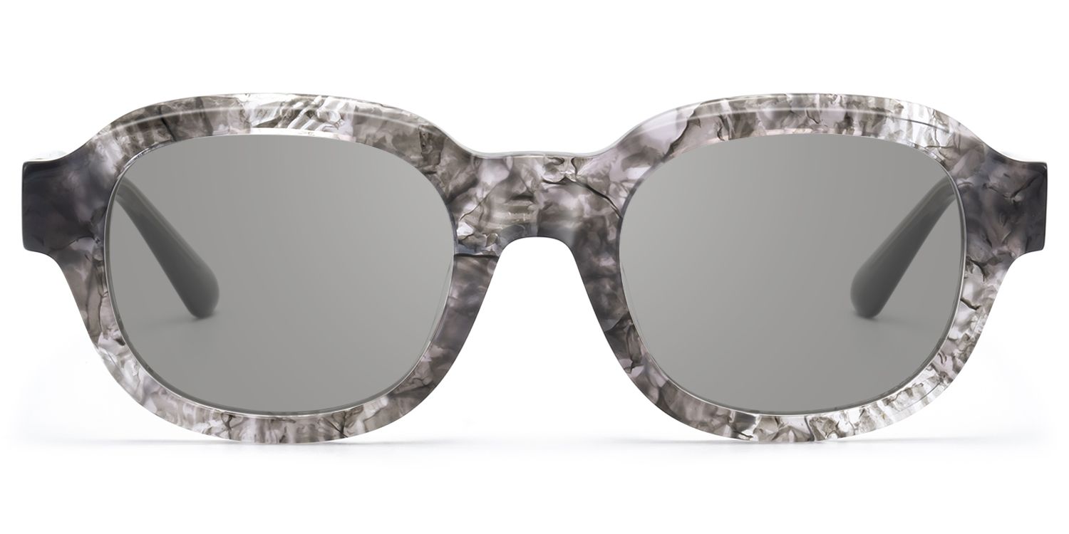 Frame Size of Eerie - Gray Marbled Round Tortoise Sunglasses | Vooglam