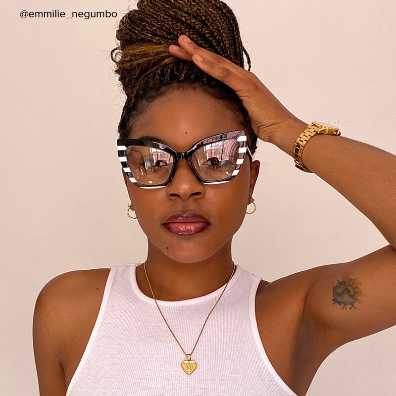 Abby - Cat Eye Black/White Eyeglasses