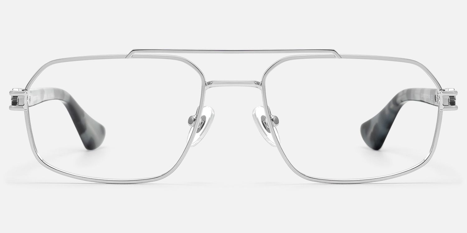 Lacey - Thin Metal Aviator Silver Glasses | Vooglam Angle View
