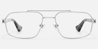Lacey - Thin Metal Aviator Silver Glasses | Vooglam Angle View
