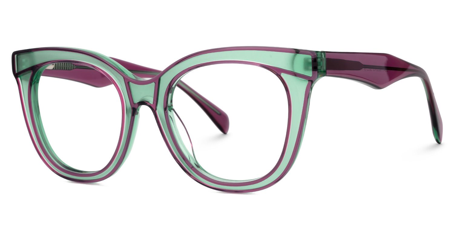 Feivel - Cat Eye Purple Eyeglasses by Vooglam - Front View