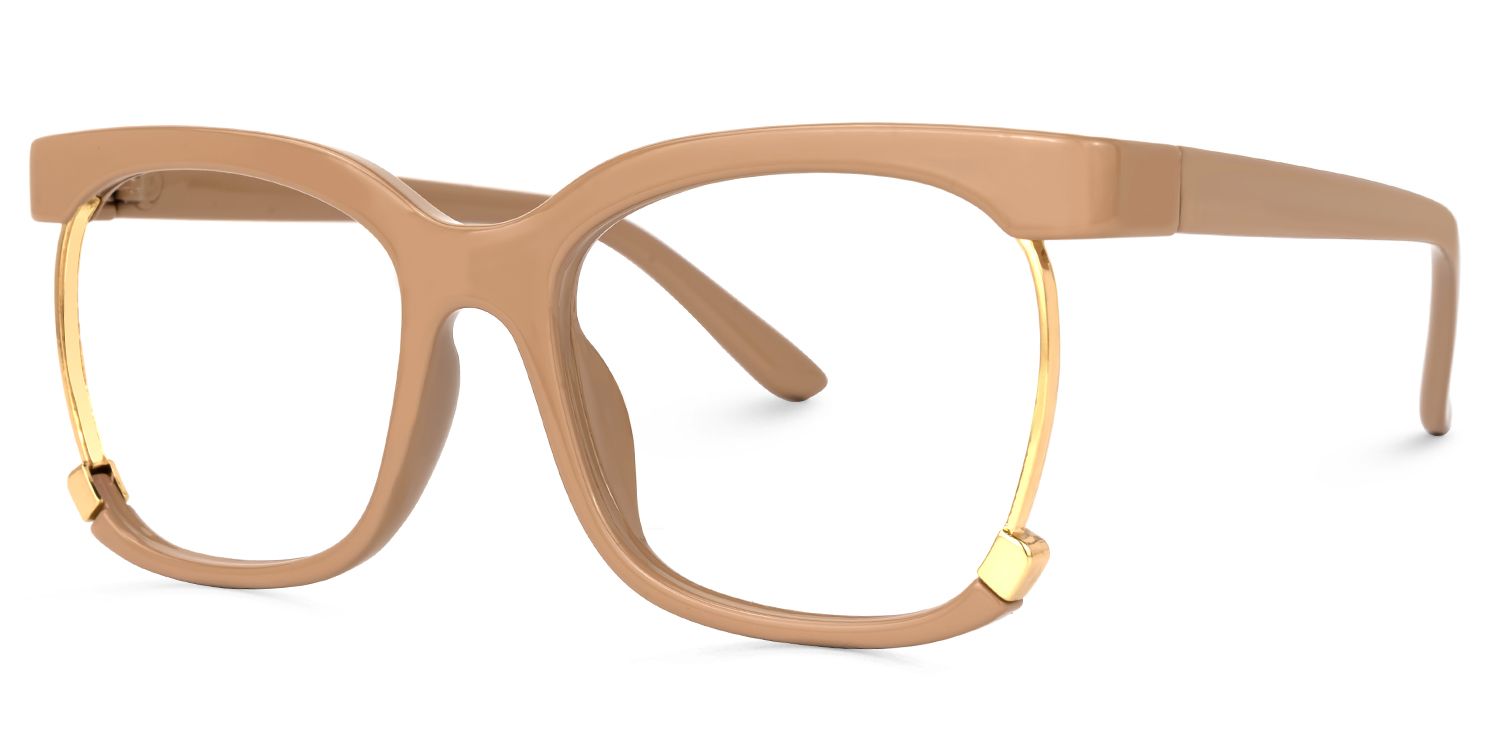 Adjoa - Rectangle Brown Eyeglasses | Vooglam Front View