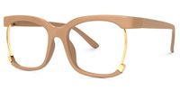 Adjoa - Rectangle Brown Eyeglasses | Vooglam Front View