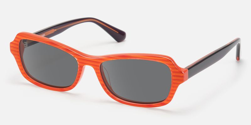 Pop - Gray Lens Orange Striped Bug Eye Shades by Vooglam