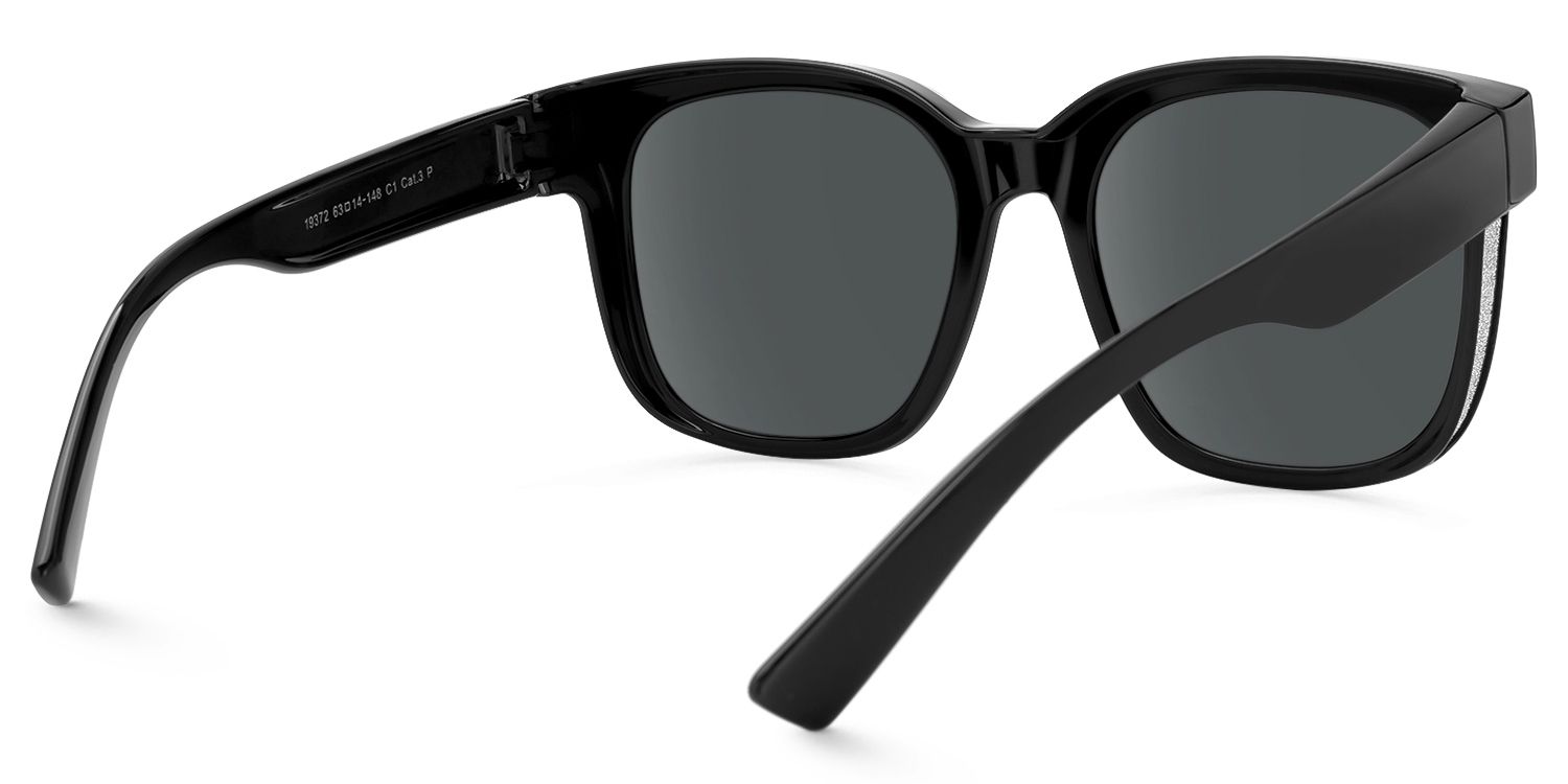 Madesh - Square Black Fit Over Sunglasses by Vooglam - Side View