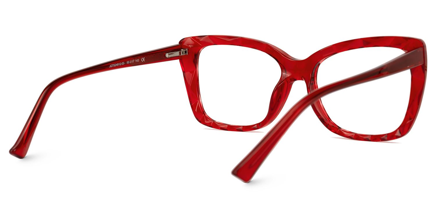 Shane - Rectangle Red Eyeglasses | Vooglam Side View