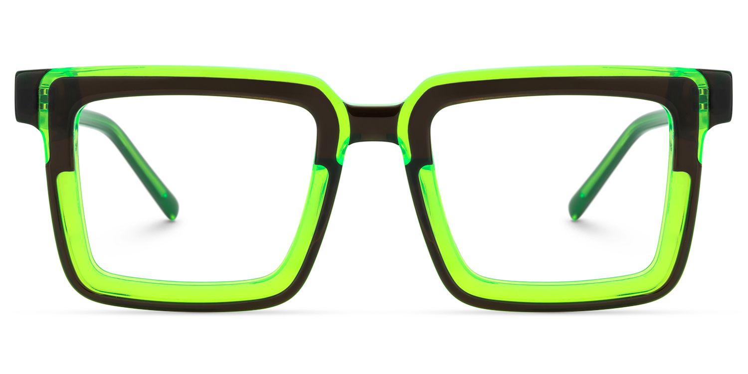 Ofira - Rectangle Green/Black Eyeglasses | Vooglam Angle View