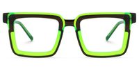Ofira - Rectangle Green/Black Eyeglasses | Vooglam Angle View