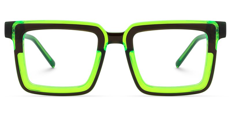 Ofira - Rectangle Green/Black Eyeglasses | Vooglam