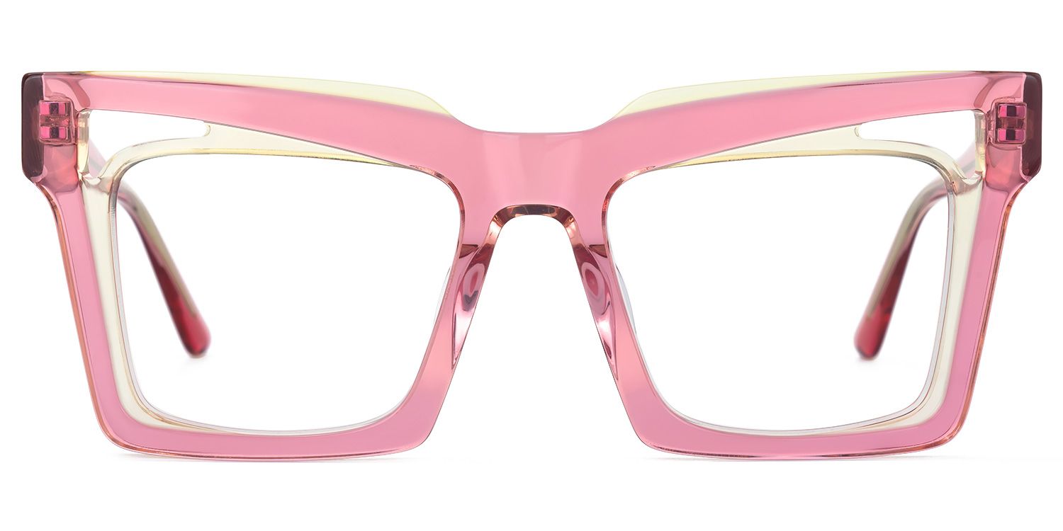 Emberlei - Square Pink Eyeglasses by Vooglam - Angle View