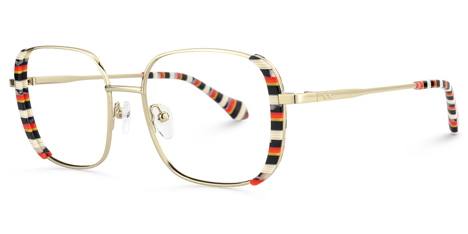 Milana - Square Black/Red Eyeglasses | Vooglam Front View