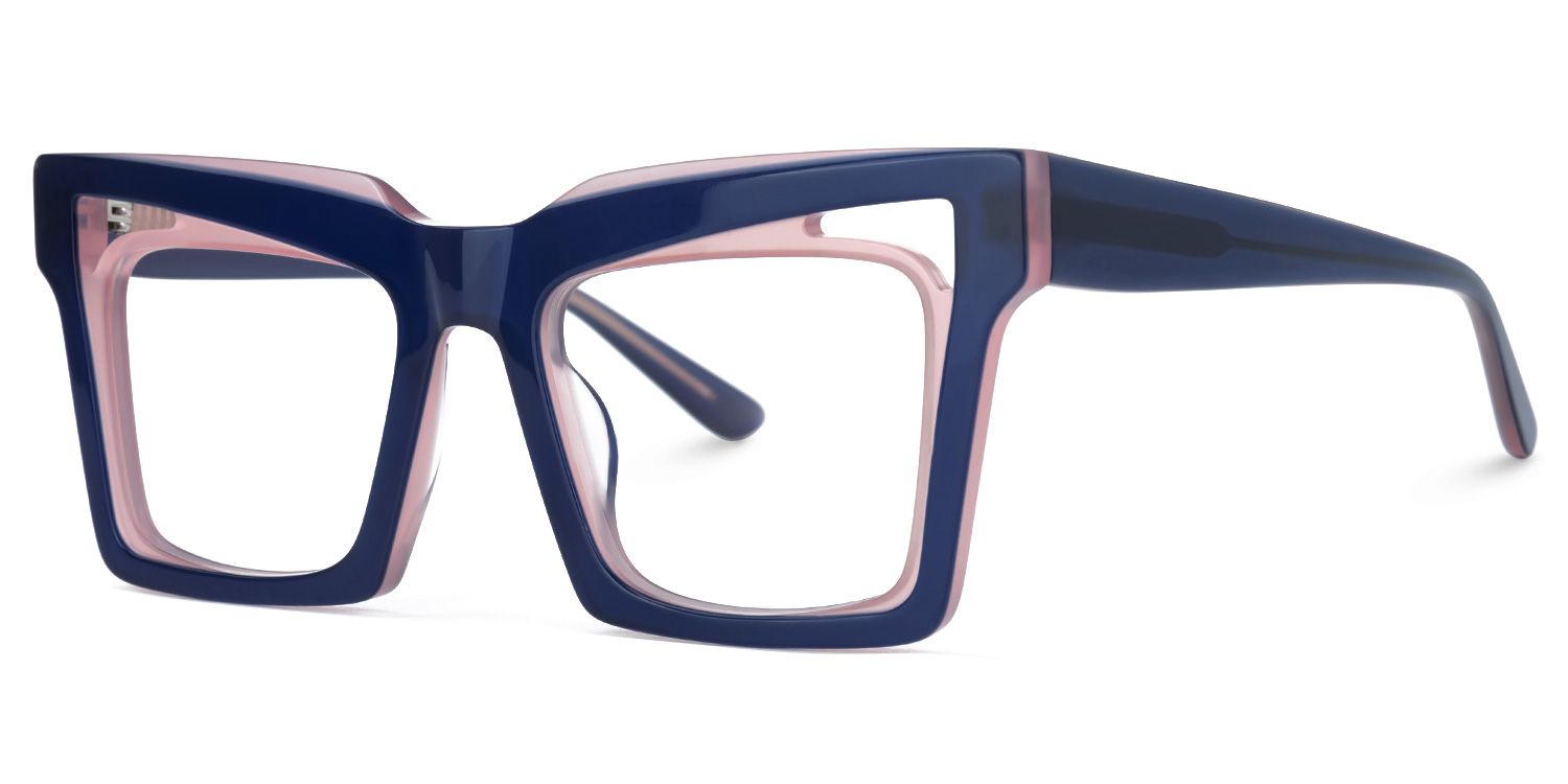 Emberlei - Square Pink/Blue Eyeglasses | Vooglam Front View