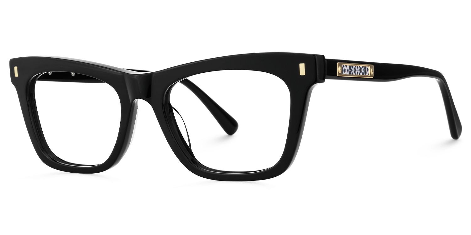 Calico - Square Black Eyeglasses | Vooglam Front View