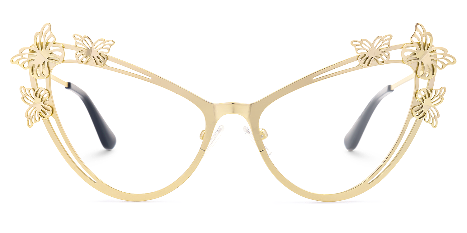 Elkan - Cat Eye Gold Eyeglasses | Vooglam Angle View