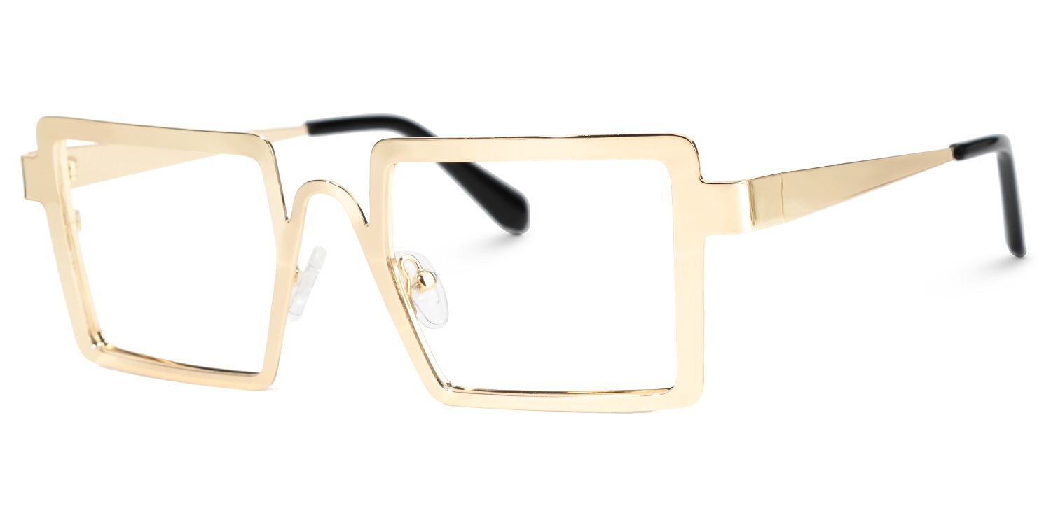 Cairbre - Refined Rectangle Gold Eyeglasses | Vooglam Front View