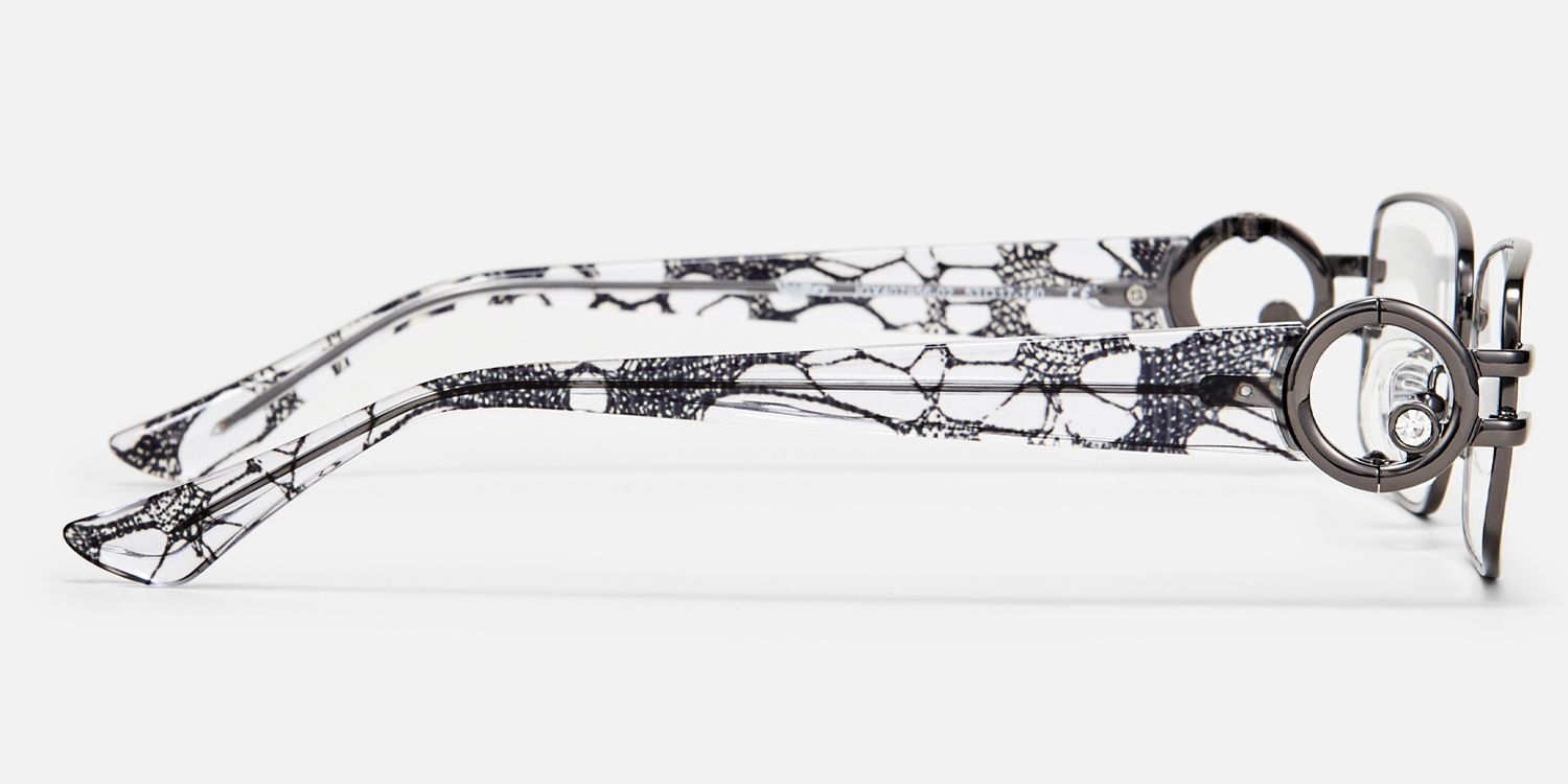 Aurae - Rectangle Grey Eyeglasses | Vooglam Side View