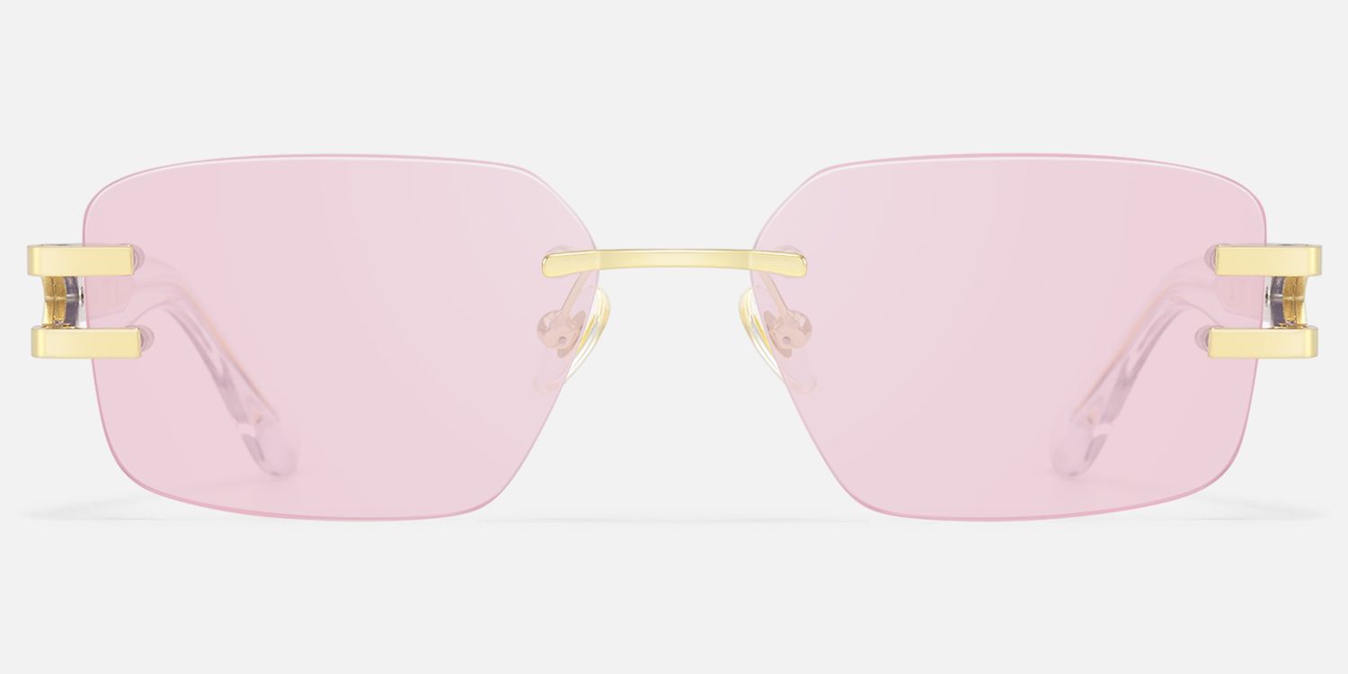 Aurum - Light Pink Rimless Sunglasses | Vooglam Angle View