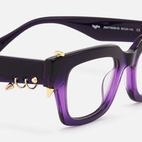 Sabrina - Rectangle Purple Acetate Eyeglasses | Vooglam Design Details
