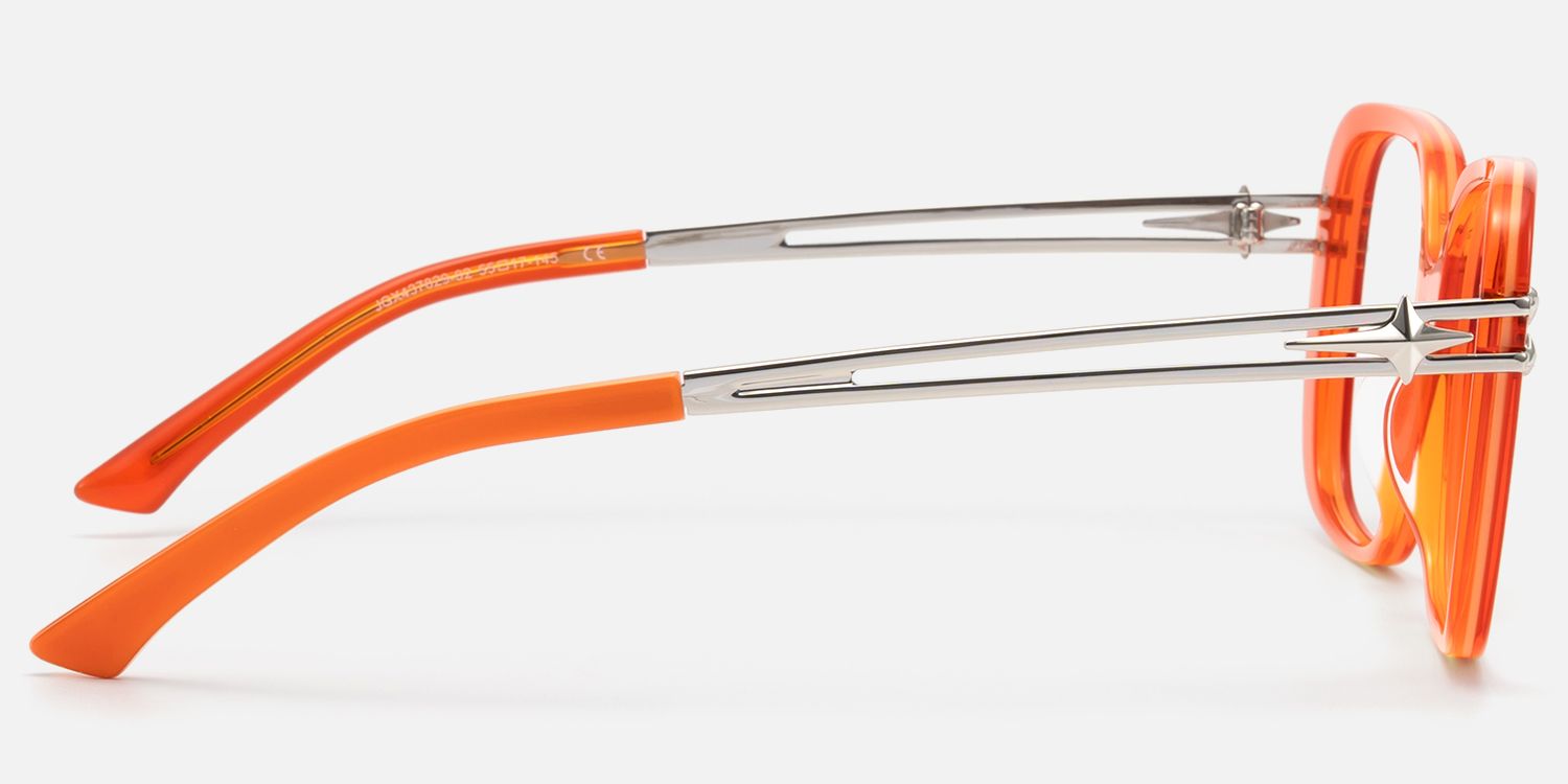 Nova - Neon Orange Star Deco Double Wire Glasses by Vooglam - Side View