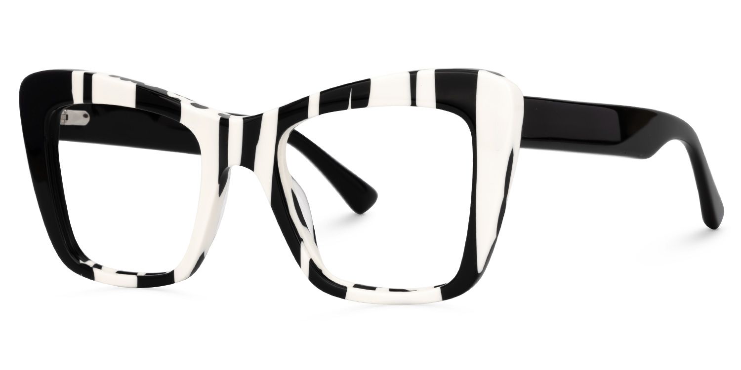 Dewanna - Rectangle Black/White Eyeglasses | Vooglam Front View