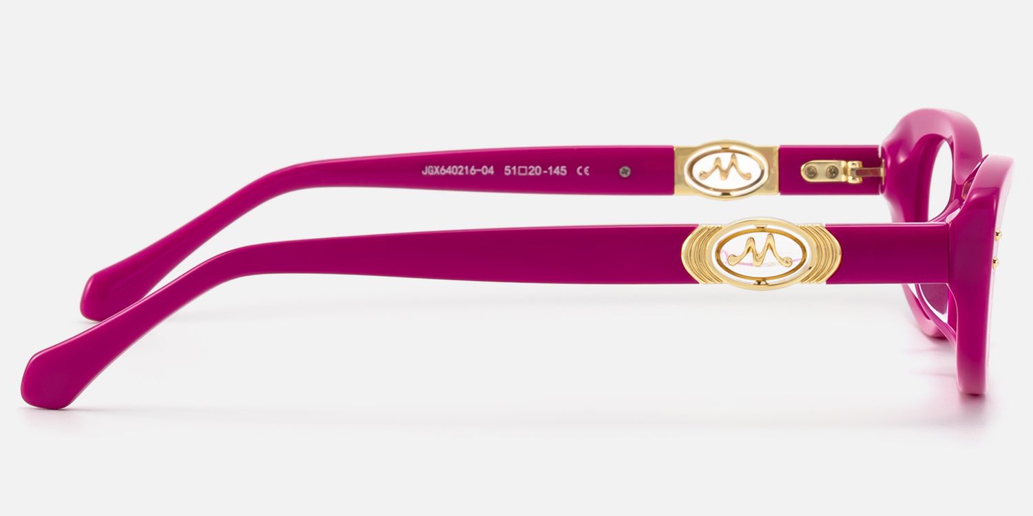 Ginza - Magenta Acetate Y2K Narrow Cat Eye Glasses | Vooglam Side View