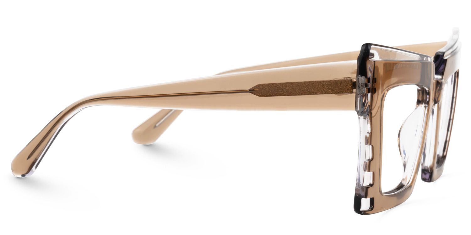 Faylinn - Rectangle Champagne Eyeglasses | Vooglam 4