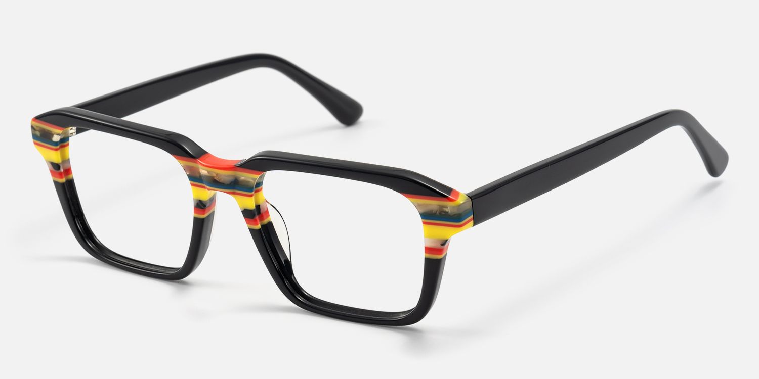 Nanda - Square Black Eyeglasses | Vooglam Front View
