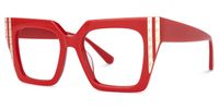 Ellaruth - Square Red Eyeglasses | Vooglam Front View