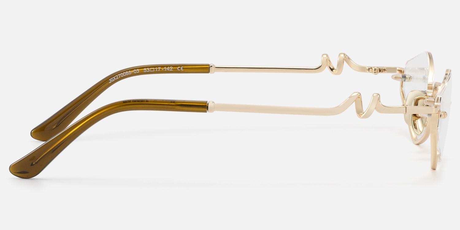 Niseko - Champagne Gold Octagon Half Rim Glasses | Vooglam Side View