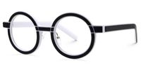 Rooney - Round Black/White Eyeglasses | Vooglam Front View