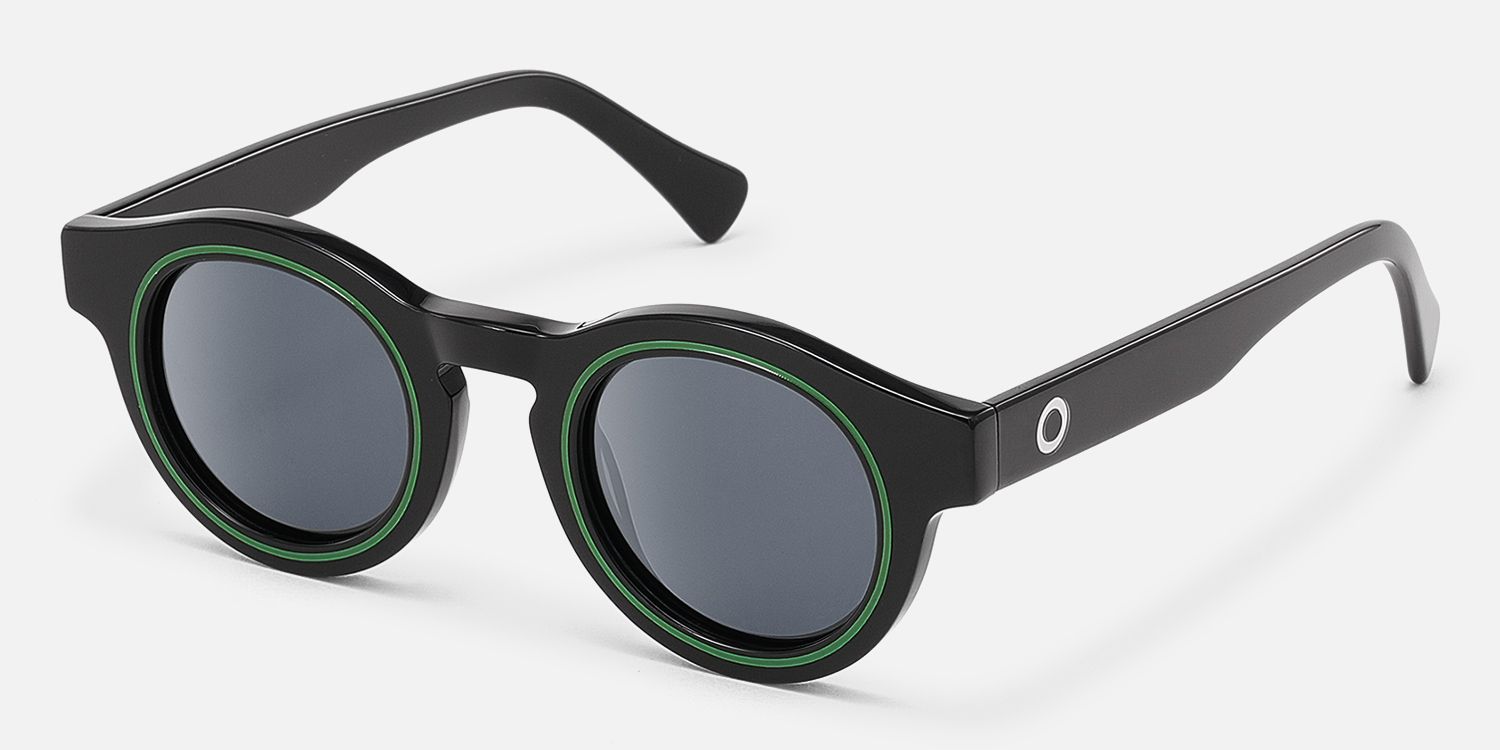 Pulse - Round Black Sunglasses | Vooglam Front View