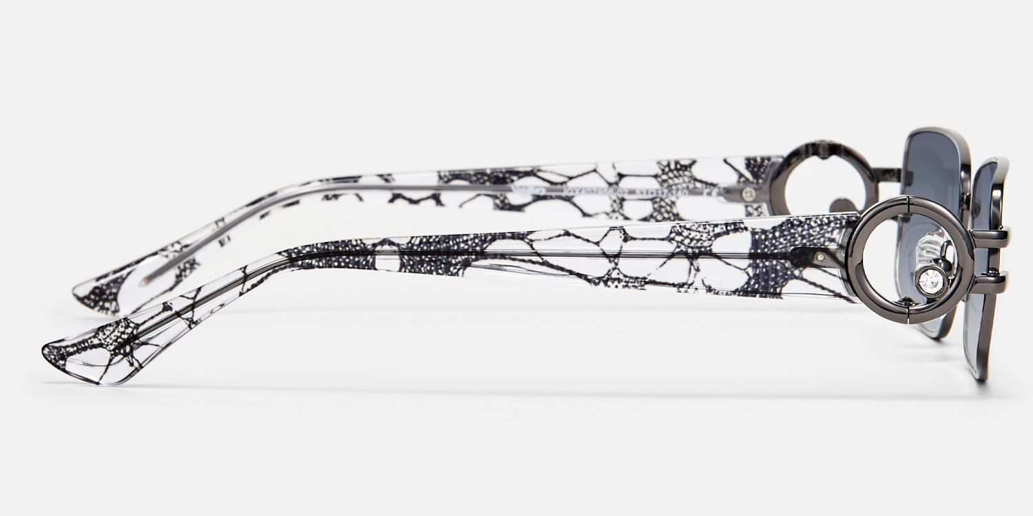 Aurae - Rectangle Grey Sunglasses | Vooglam Side View