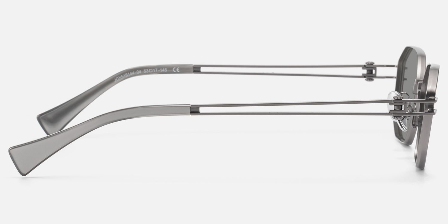 Loos - Light Gray Polygonal Oversized Sunglasses | Vooglam Side View