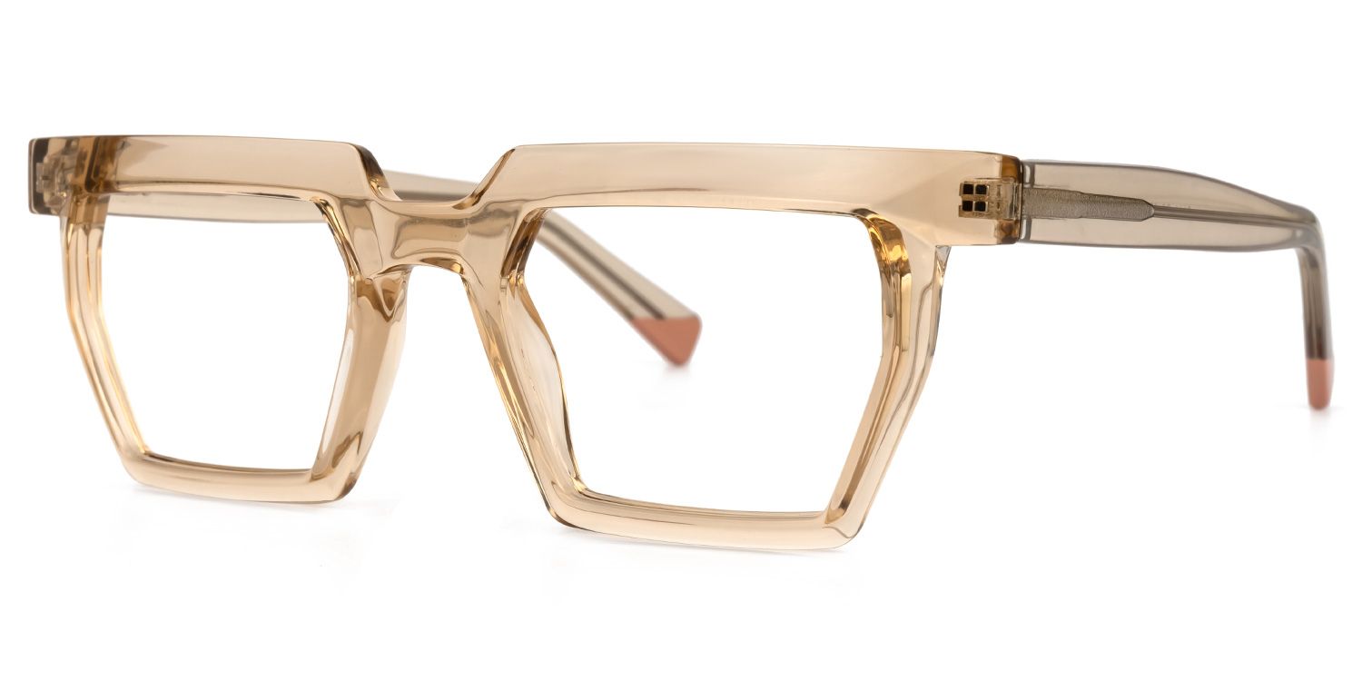 Baden - Rectangle Champagne Eyeglasses | Vooglam Front View