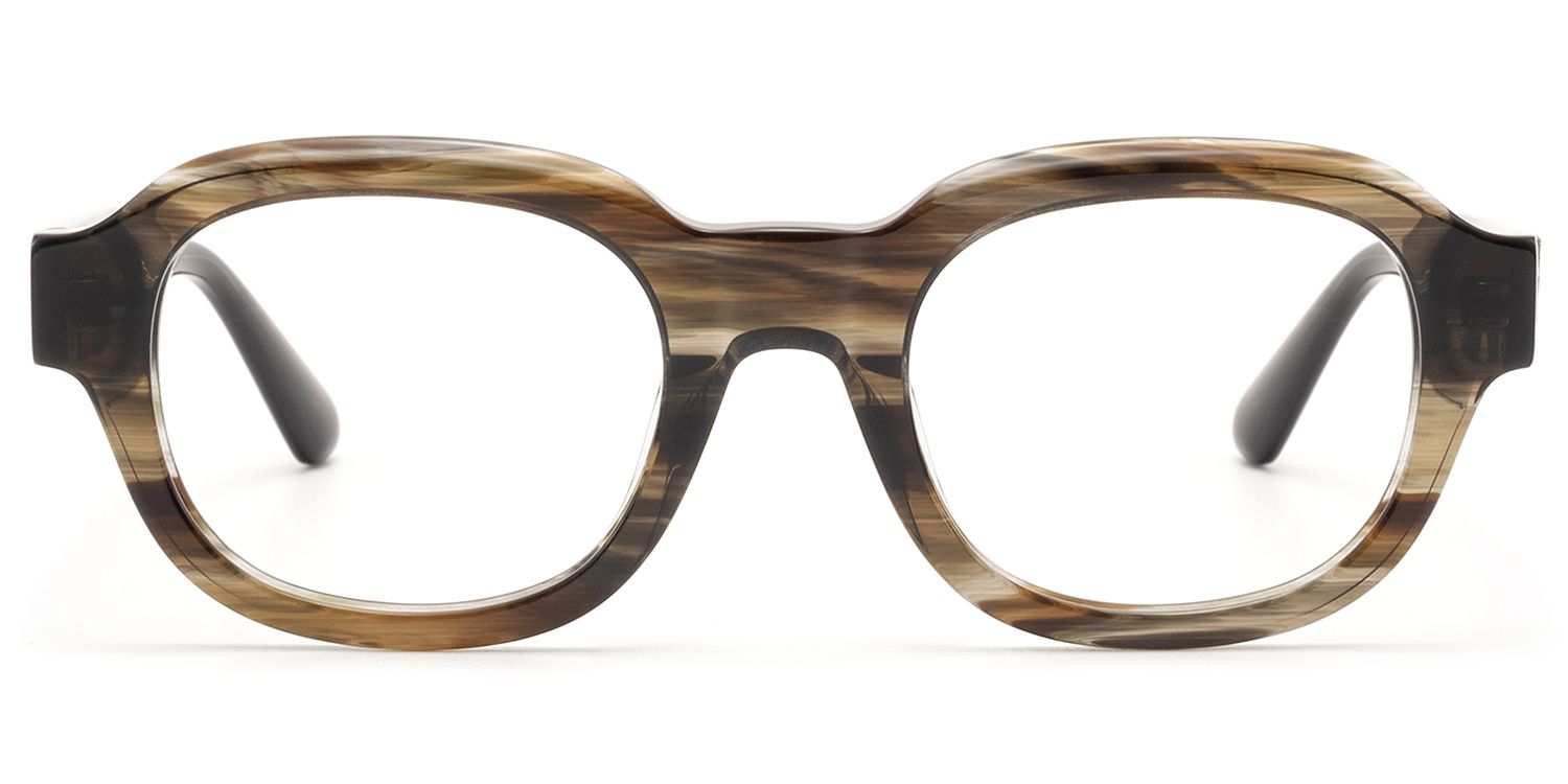 Frame Size of Eerie - Retro Brown Marble Wood Grain Glasses | Vooglam