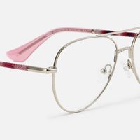 Joni - Aviator Silver Eyeglasses | Vooglam Design Details