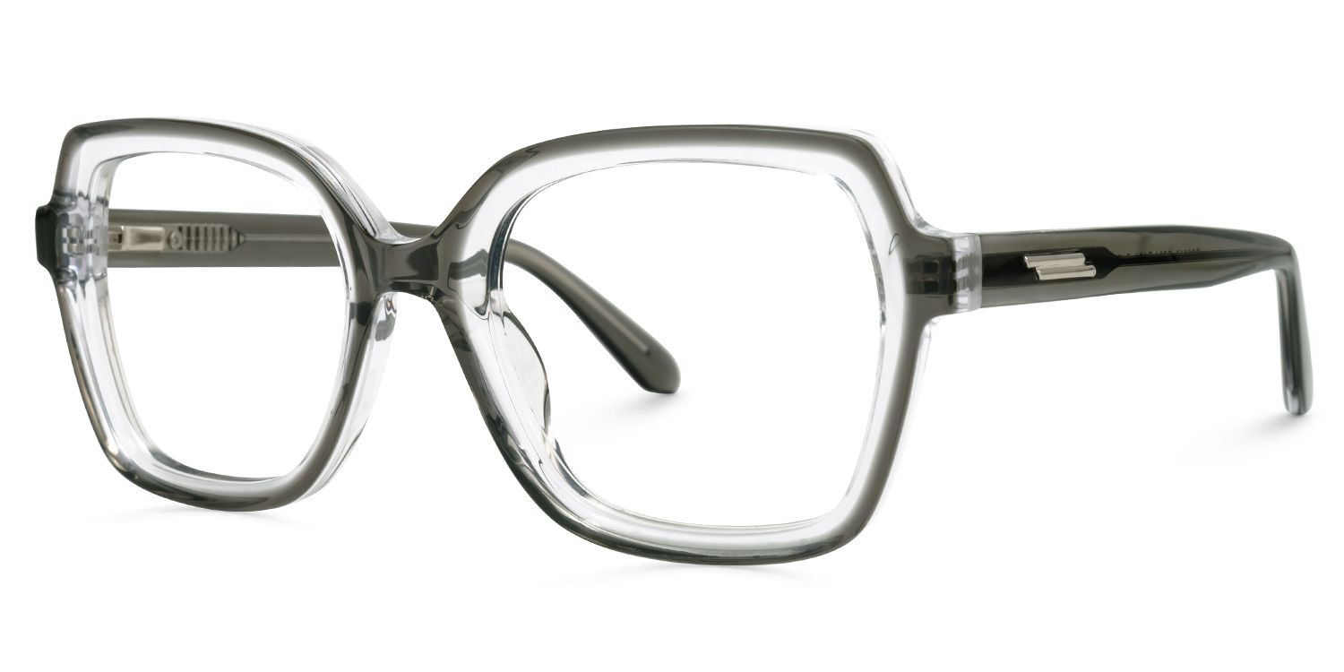 Edwald - Rectangle Grey Eyeglasses | Vooglam Front View