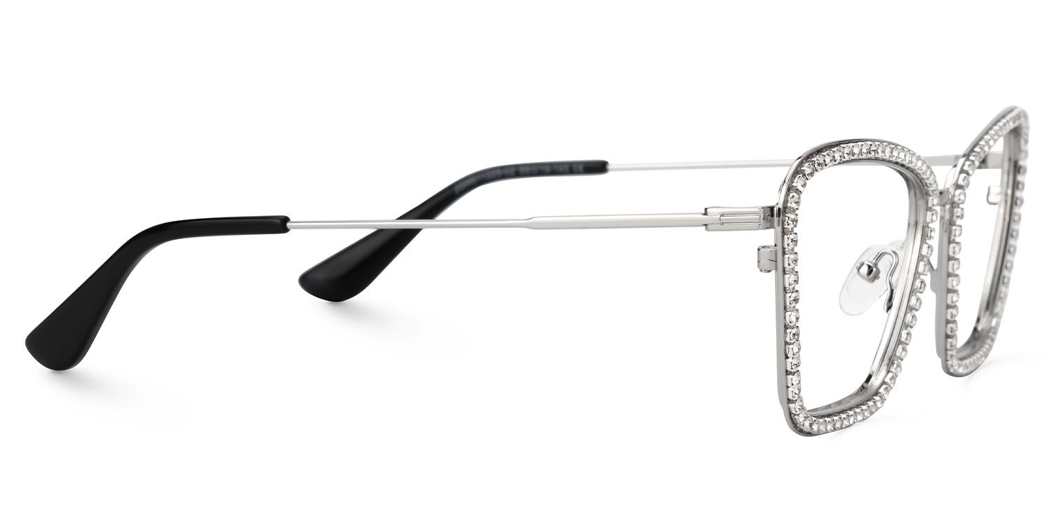 Feodora - Rectangle Silver Eyeglasses | Vooglam 4